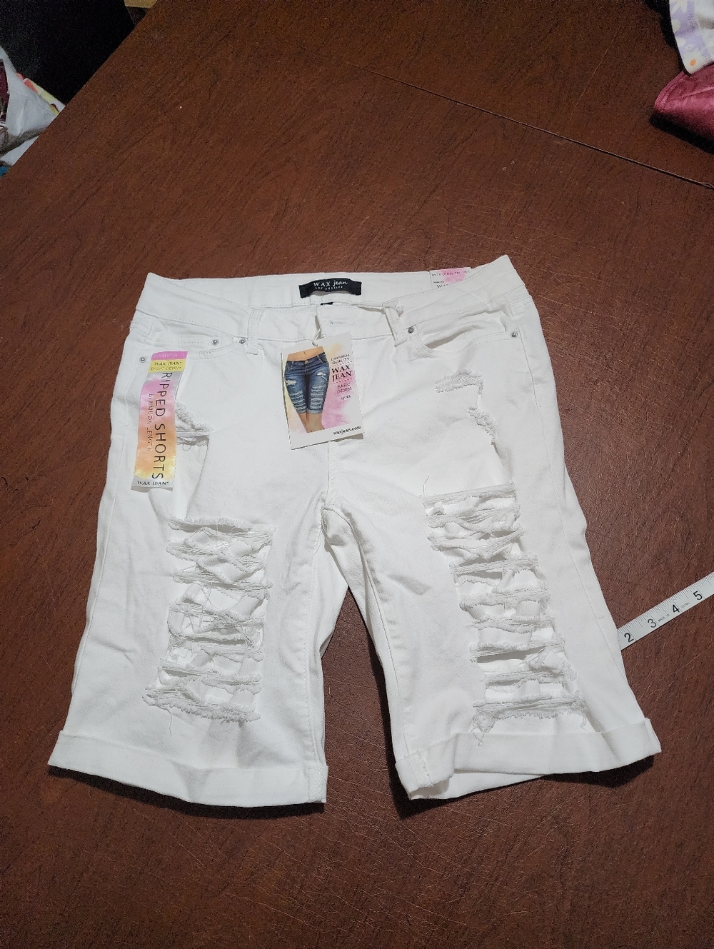 Wax Jean Women’s White Distressed Ripped Shorts